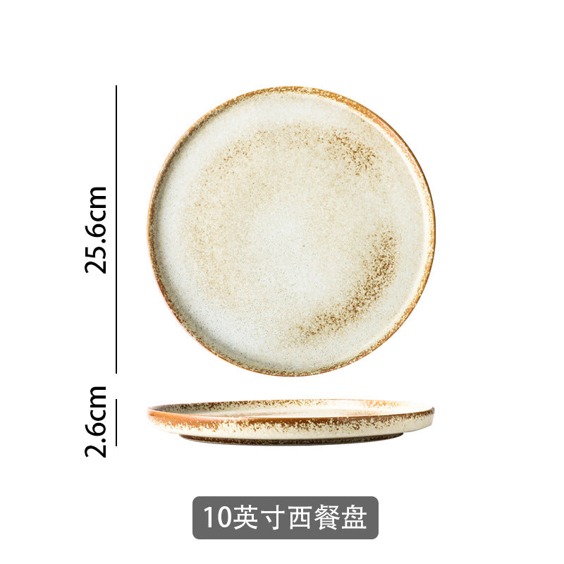 Japanese retro dinnerware set - vintage bowls and plates for home use - ceramic light luxury trendy cups and saucers - factory wholesale
