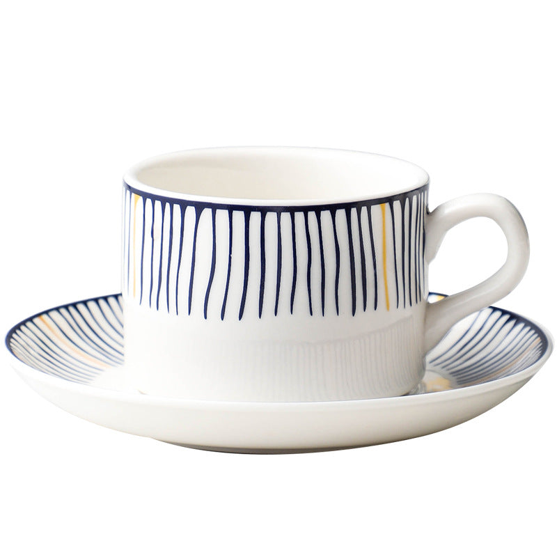 Coffee cup and saucer set with spoon, iron stand, ceramic creative office coffee cup and saucer set, restaurant afternoon tea tableware, nordic style