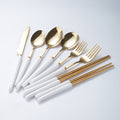 Amazon nordic light luxury ceramic stainless steel cutlery set - knives, forks, spoons, chopsticks - western tableware, steak knife and fork set - wholesale