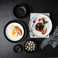 Western-style tableware suit bowls and plates for home black frosted steak plate retro scandinavian bowls and plates ceramic double-ear bowl