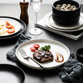 Western-style tableware suit bowls and plates for home black frosted steak plate retro scandinavian bowls and plates ceramic double-ear bowl