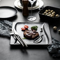 Western-style tableware suit bowls and plates for home black frosted steak plate retro scandinavian bowls and plates ceramic double-ear bowl