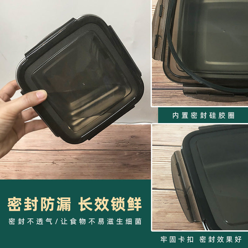 304 stainless steel food storage container set - square, 3-piece with lids - lunch box, refrigerator organizer, fruit sealer, bento box