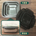 304 stainless steel food storage container set - square, 3-piece with lids - lunch box, refrigerator organizer, fruit sealer, bento box