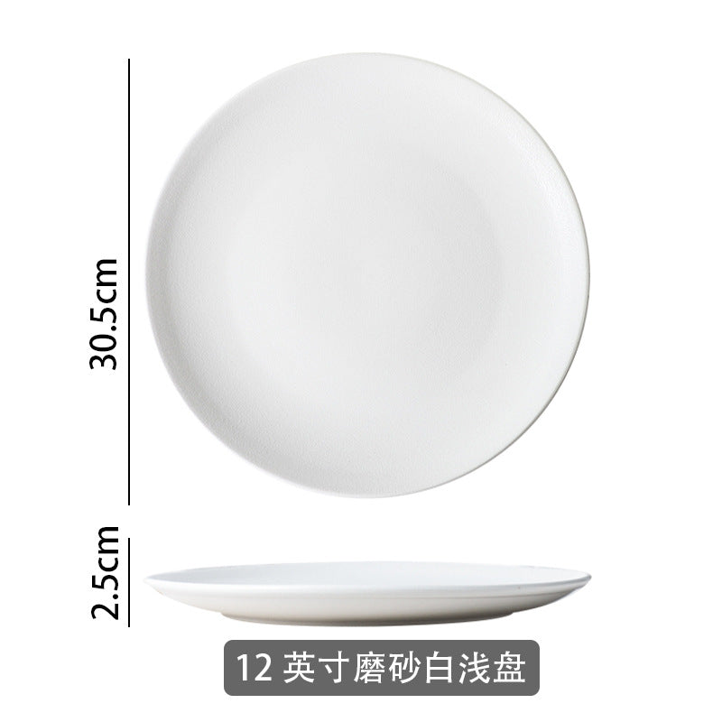 Western-style tableware suit bowls and plates for home black frosted steak plate retro scandinavian bowls and plates ceramic double-ear bowl