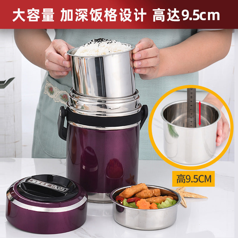 Chuxingfa 304 stainless steel vacuum insulation bucket three-layer lunch box portable household lunch box student pot