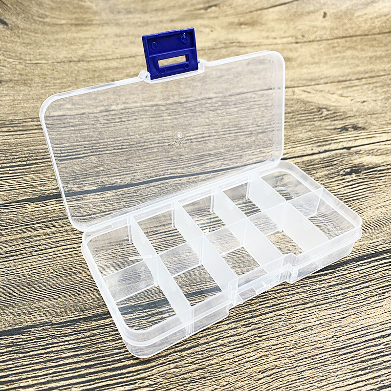 Small 10-grid transparent plastic removable stud earrings, jewelry, multi-grid classification, sorting components, makeup storage box