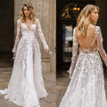 spring/summer new european and american style wedding dresses & evening gowns for cross-border e-commerce – -ready sexy lace long-sleeve dresses
