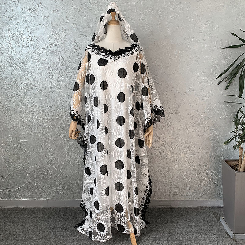 supply embroiderlace heart lace loose round neck robe with vest long skirt