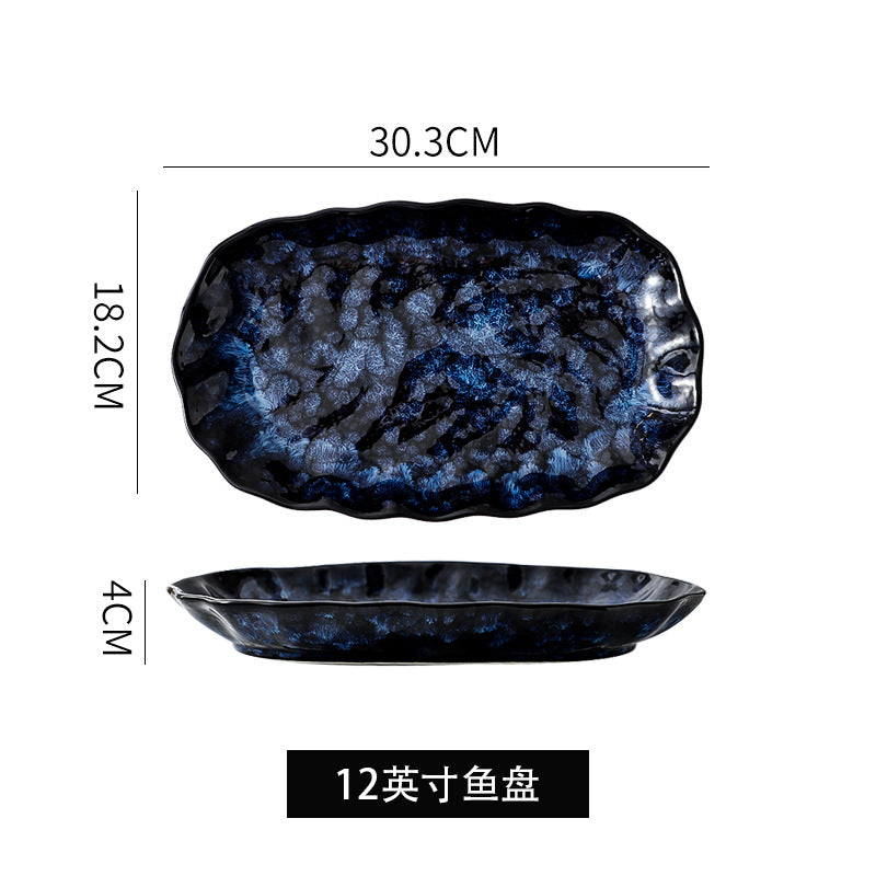 Japanese ceramic kiln turned into household dishes, flat plates, deep plates, fish plates, creative rice bowls and plates, factory wholesale