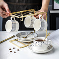 Coffee cup and saucer set with spoon, iron stand, ceramic creative office coffee cup and saucer set, restaurant afternoon tea tableware, nordic style