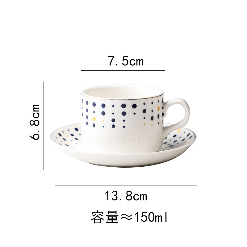 Coffee cup and saucer set with spoon, iron stand, ceramic creative office coffee cup and saucer set, restaurant afternoon tea tableware, nordic style