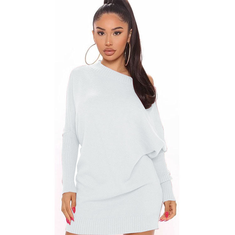supply fashionheattech bat shirt knittingsweaterfashion version long sleeves hip-covering short skirt