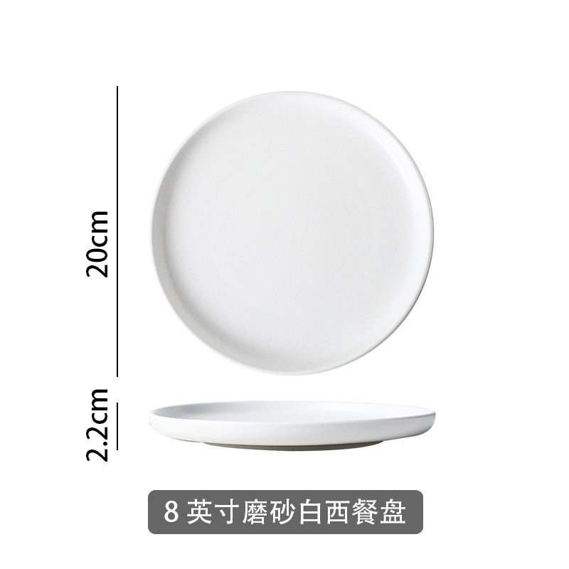 Western-style tableware suit bowls and plates for home black frosted steak plate retro scandinavian bowls and plates ceramic double-ear bowl