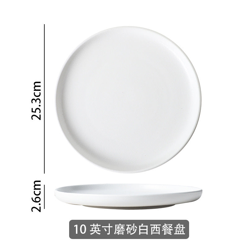 Western-style tableware suit bowls and plates for home black frosted steak plate retro scandinavian bowls and plates ceramic double-ear bowl