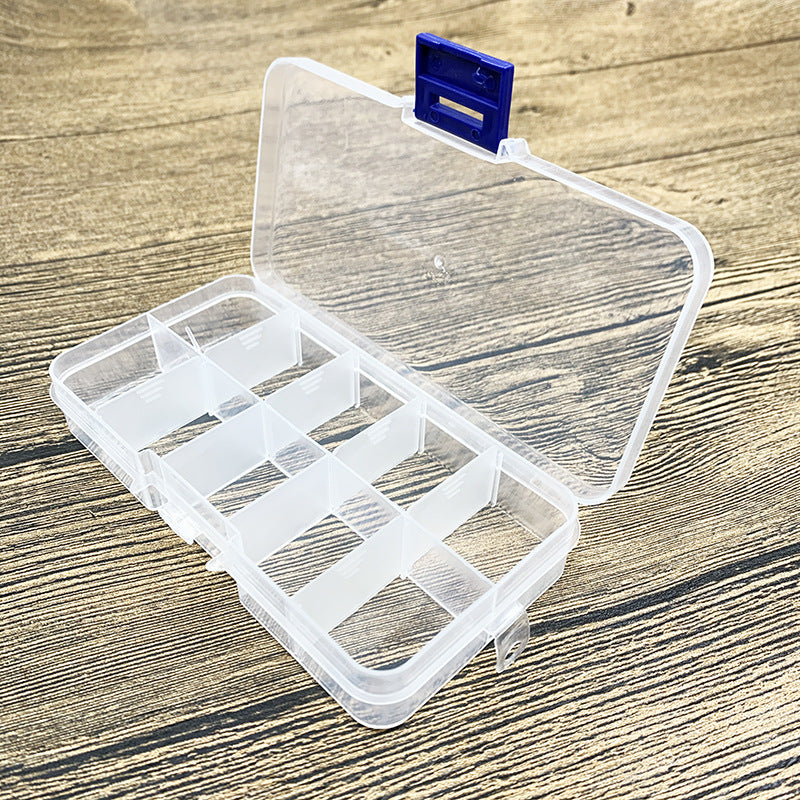Small 10-grid transparent plastic removable stud earrings, jewelry, multi-grid classification, sorting components, makeup storage box