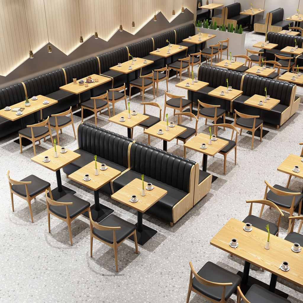 Cafe milk tea shop card seat sofa commercial canteen restaurant table and chair combination snack barbecue hot pot shop dining table and chair