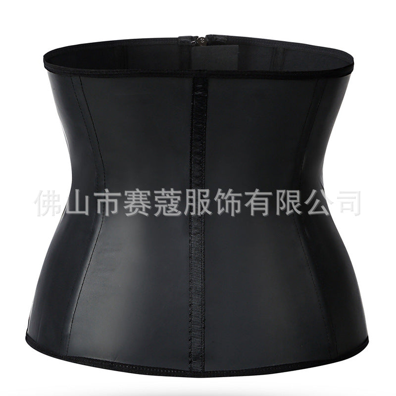 Latexwaisttrainer latex zipper style inner buttoned glossy corset belt body shaping garment waist tightening
