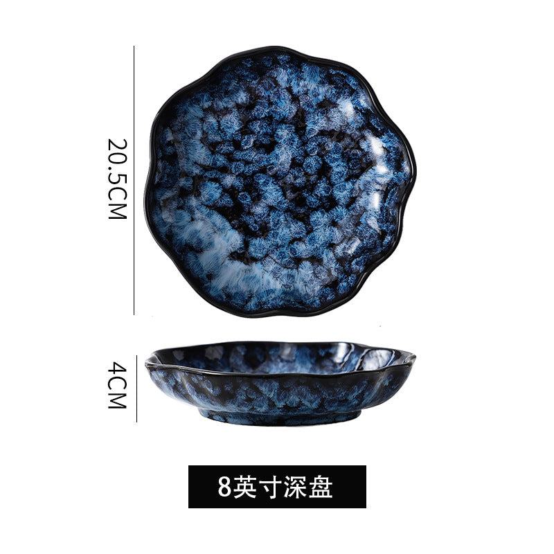 Japanese ceramic kiln turned into household dishes, flat plates, deep plates, fish plates, creative rice bowls and plates, factory wholesale