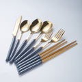 Amazon nordic light luxury ceramic stainless steel cutlery set - knives, forks, spoons, chopsticks - western tableware, steak knife and fork set - wholesale