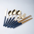Amazon nordic light luxury ceramic stainless steel cutlery set - knives, forks, spoons, chopsticks - western tableware, steak knife and fork set - wholesale