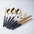 Amazon nordic light luxury ceramic stainless steel cutlery set - knives, forks, spoons, chopsticks - western tableware, steak knife and fork set - wholesale