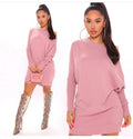 supply fashionheattech bat shirt knittingsweaterfashion version long sleeves hip-covering short skirt