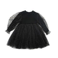 Girls' autumn new arrivals: girls' dress, girls' tulle skirt - stylish bubble sleeve knitted mesh skirt
