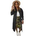 Autumn/winter women's fashion: european & american cross-border style -  chic, commute-friendly, relaxed fit, distressed, single-breasted, versatile denim long coat