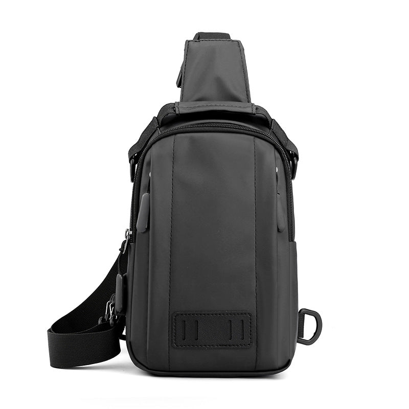 Cross-border new multi-functional fashion breast bag waterproof nylon messenger bag trendy men's shoulder bag charging breast bag