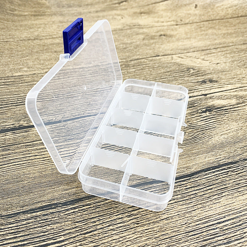 Small 10-grid transparent plastic removable stud earrings, jewelry, multi-grid classification, sorting components, makeup storage box