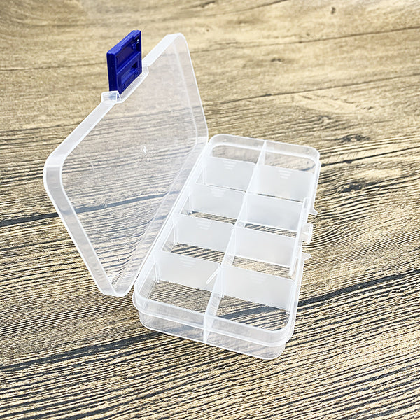 Small 10-grid transparent plastic removable stud earrings, jewelry, multi-grid classification, sorting components, makeup storage box