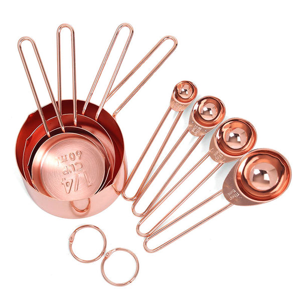 Nordic ins four-piece set rose gold measuring spoon measuring cup 4-piece set brass measuring spoon stainless steel copper-plated measuring spoon