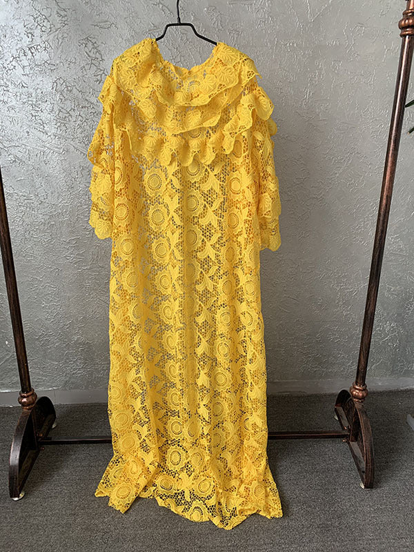 supply of lace looseplus size women's robe lace decoration round neck long sleeves european and american popular style big sale