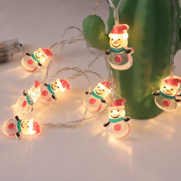 Santa Claus LED light string Christmas tree snowman decorative light string Holiday room Christmas battery led snowman light string