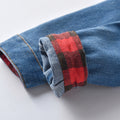 Export children's clothing spring & fallnew arrival boys and girls cotton denim outwear baby plaidpatchwork lapel denim shirt tops