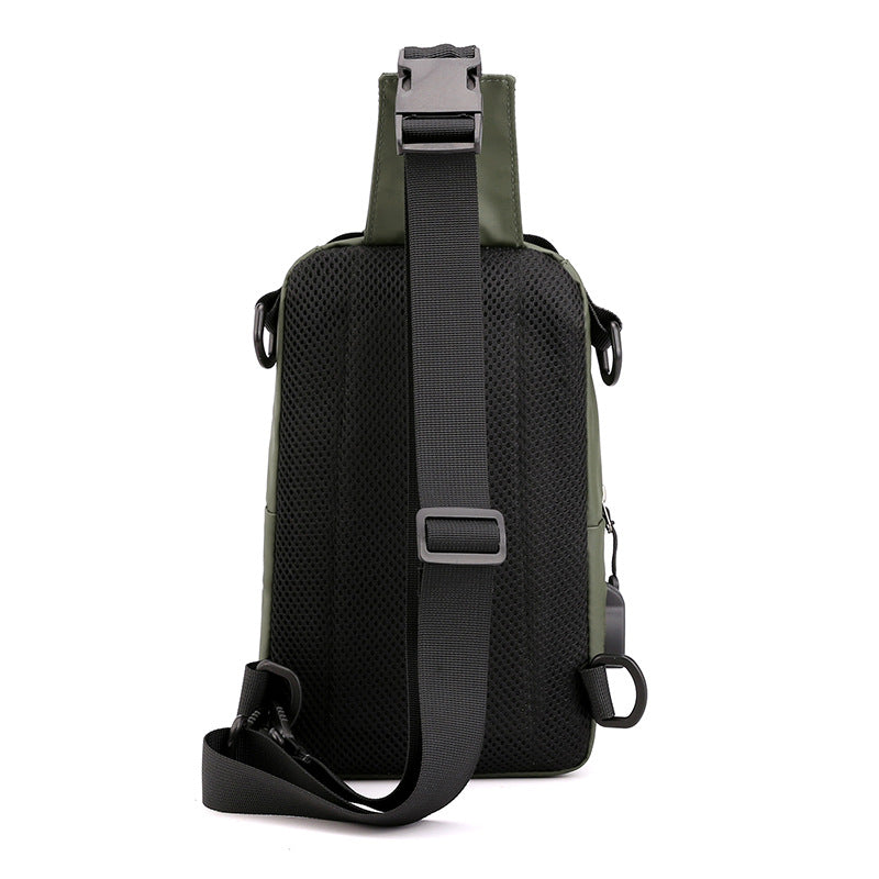 Cross-border new multi-functional fashion breast bag waterproof nylon messenger bag trendy men's shoulder bag charging breast bag