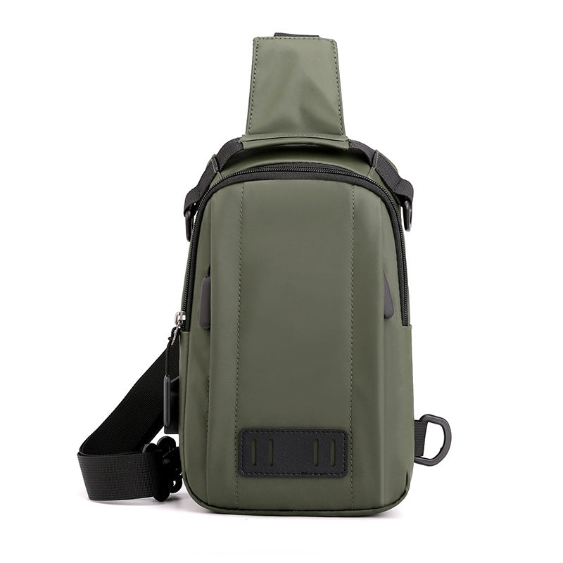 Cross-border new multi-functional fashion breast bag waterproof nylon messenger bag trendy men's shoulder bag charging breast bag