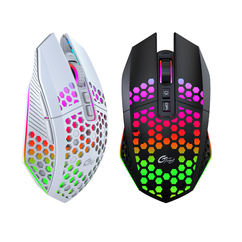 Tiger cat x801 wireless charging mouse - perforated, illuminated, for desktop, laptop, office, home, and gaming