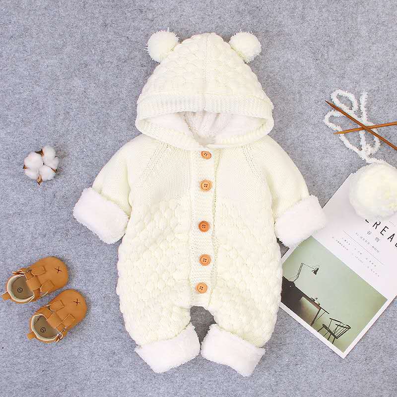 Baby knitting one-piece hoodie spring & fallnewborn clothing male and female baby sweater cute heattech romper 03