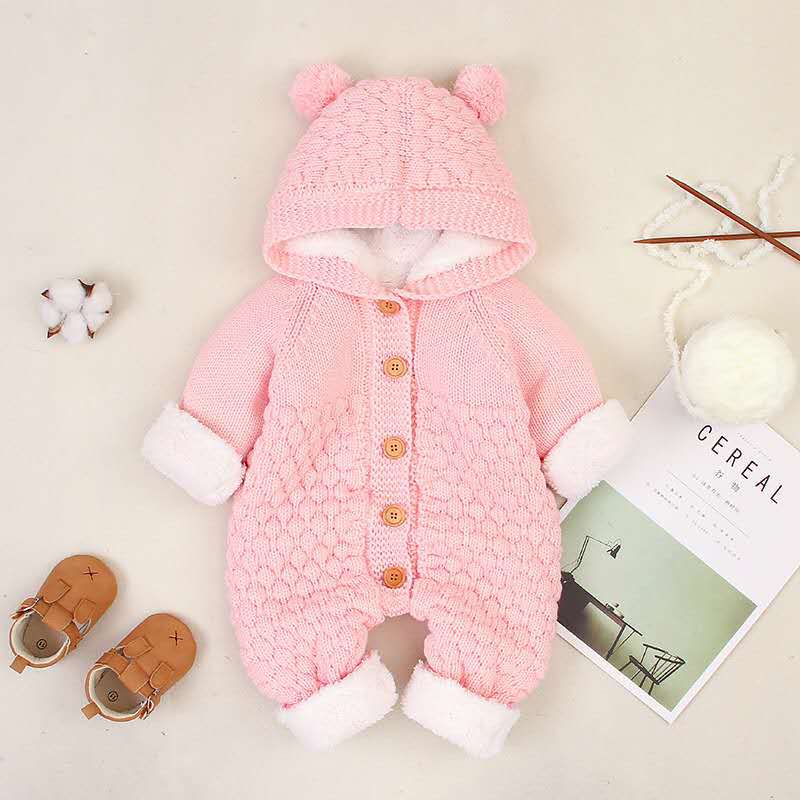 Baby knitting one-piece hoodie spring & fallnewborn clothing male and female baby sweater cute heattech romper 03
