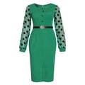 African women's plus size color block polka dot bodycon dress -  ol commute u-neck dress with belt