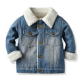 Children's outwearfall and winter style kidsfleece-lined denim clothing for boys and girls k-styleheattechtops for children cardigan wholesale