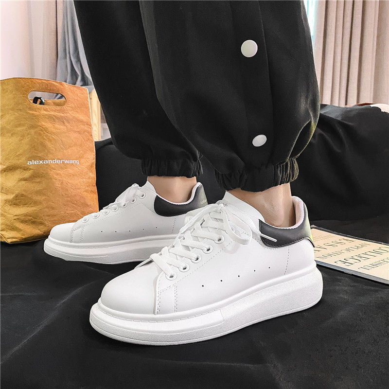 Popular white shoes for men, easiest for matchthick sole, height-increasing sneakers, classic style, student couple sneakers, ins mcqueen same style