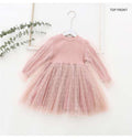 Girls' autumn new arrivals: girls' dress, girls' tulle skirt - stylish bubble sleeve knitted mesh skirt