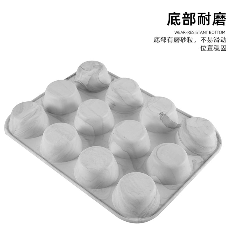 12-cavity silicone round cake mold, 12-slot small cylinder cookie chocolate mold, baking mold