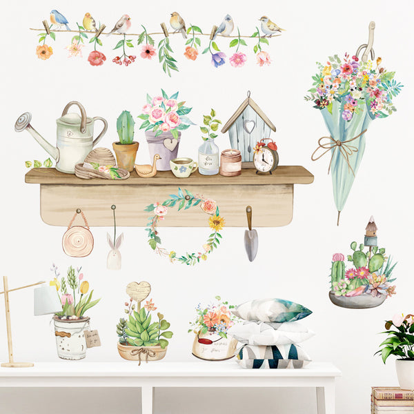 Pastoral wall stickers sofa background decorative stickers living room bedroom wall stickers dormitory removable self-adhesive wall stickers
