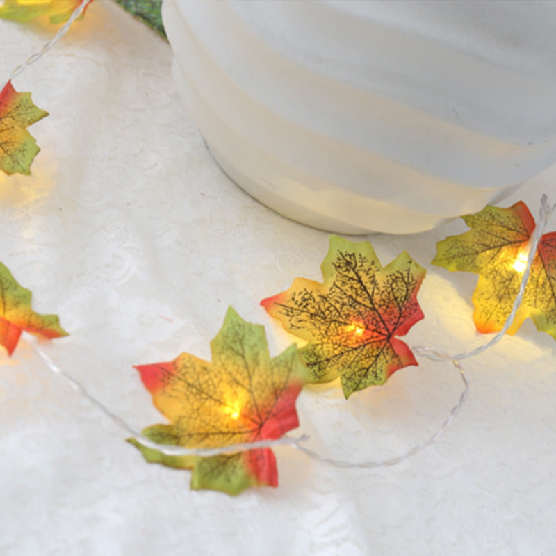 Manufacturer wholesale LED simulation maple leaf light string Halloween Thanksgiving Christmas room courtyard decoration lanterns lighting