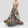 Amazon style long dress - slimming and height-enhancing - 2025 new women's elegant printed dress with round neck and floral print