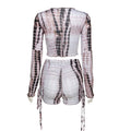 New arrivals hot selling: european and american cross-border women's fashion -  style casual striped print drawstring two-piece set for women